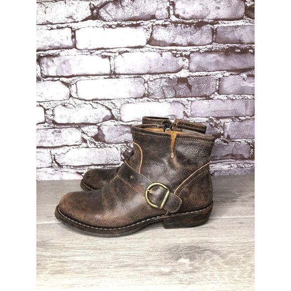 Fiorentini + Baker Brown Leather Side Zip Buckle Ankle Boots Women 37EU/6.5M US - Picture 1 of 16